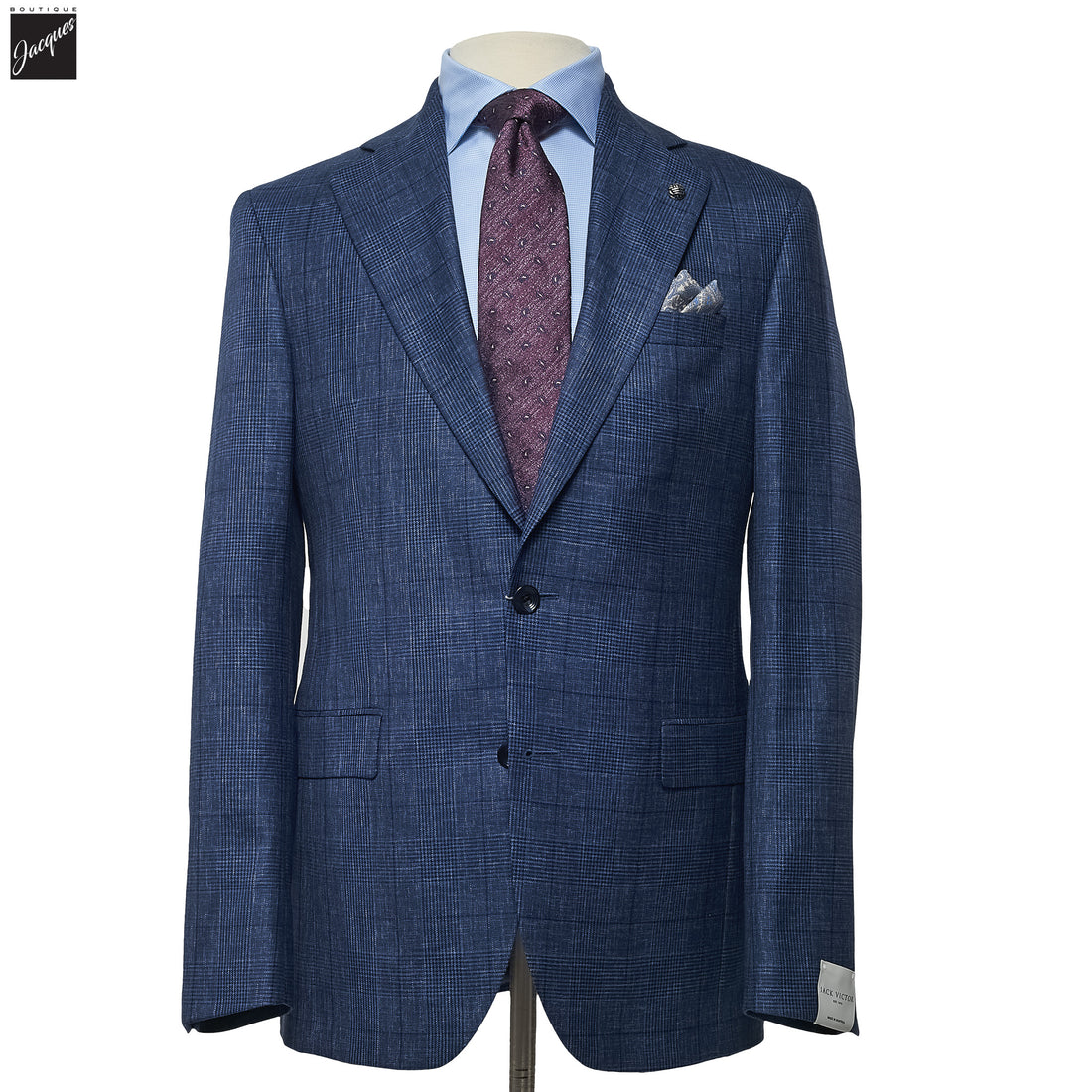 Blue Prince of Wales Montana Contemporary Fit Wool Suit - Jack Victor