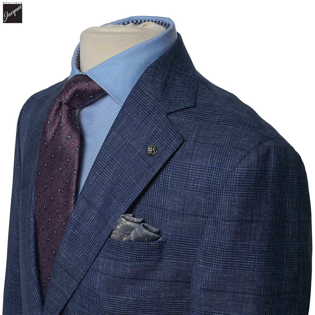 Blue Prince of Wales Montana Contemporary Fit Wool Suit - Jack Victor