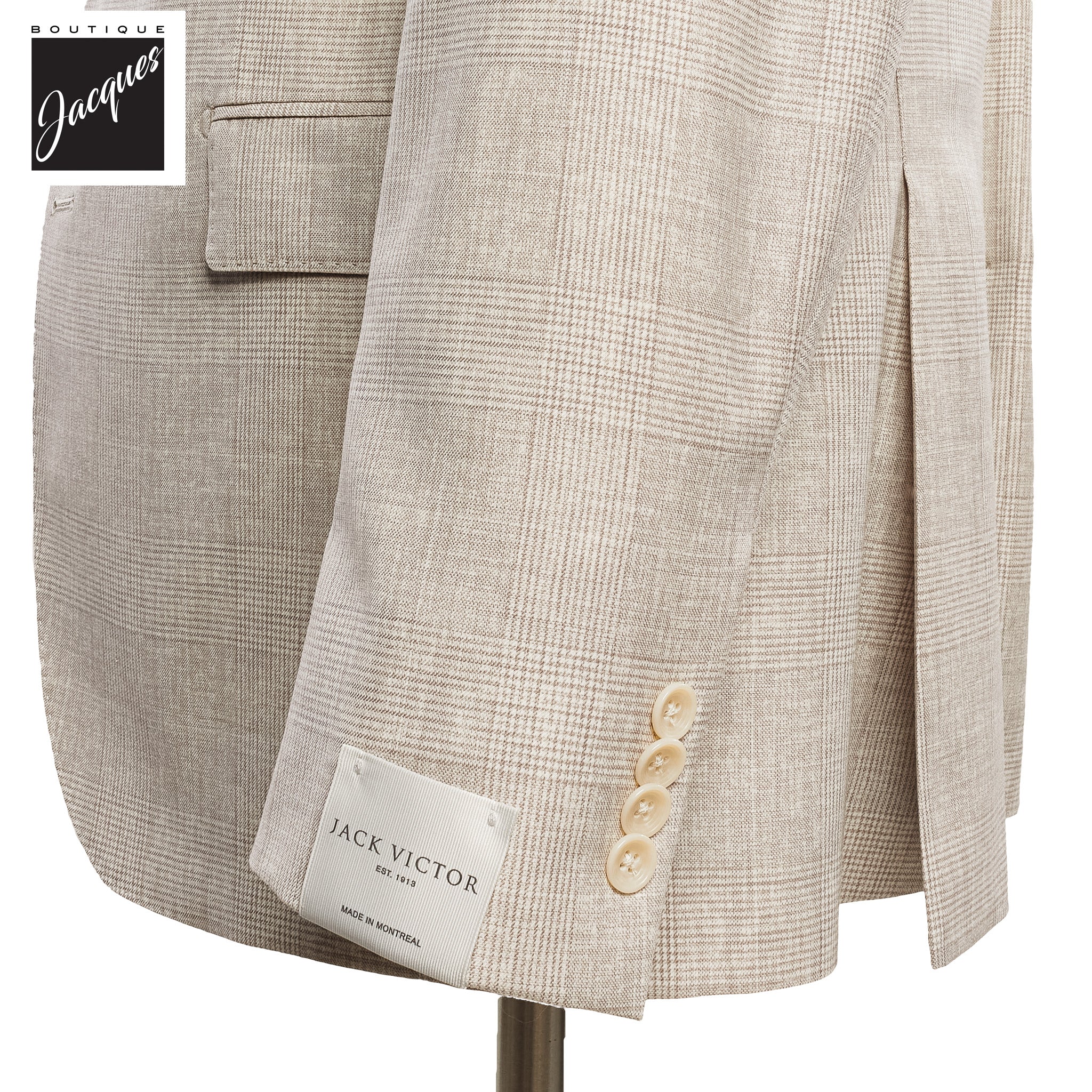Oatmeal Prince-of-Wales Barberis Wool Morgan Contemporary Fit Suit - Jack Victor 1913