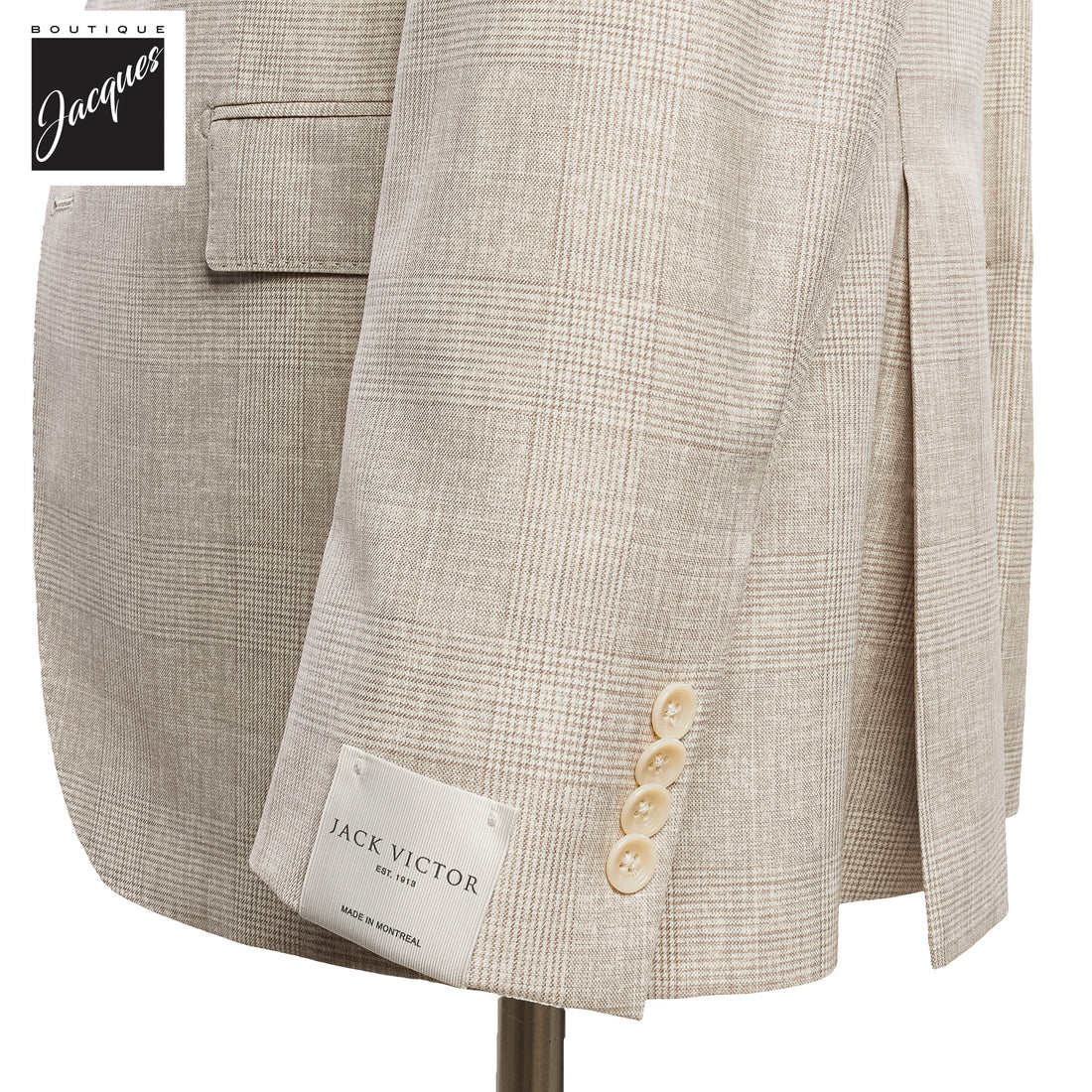 Oatmeal Prince-of-Wales Barberis Wool Morgan Contemporary Fit Suit - Jack Victor 1913