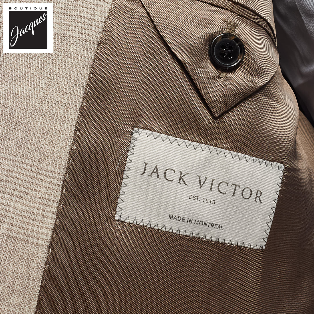 Oatmeal Prince-of-Wales Barberis Wool Morgan Contemporary Fit Suit - Jack Victor 1913