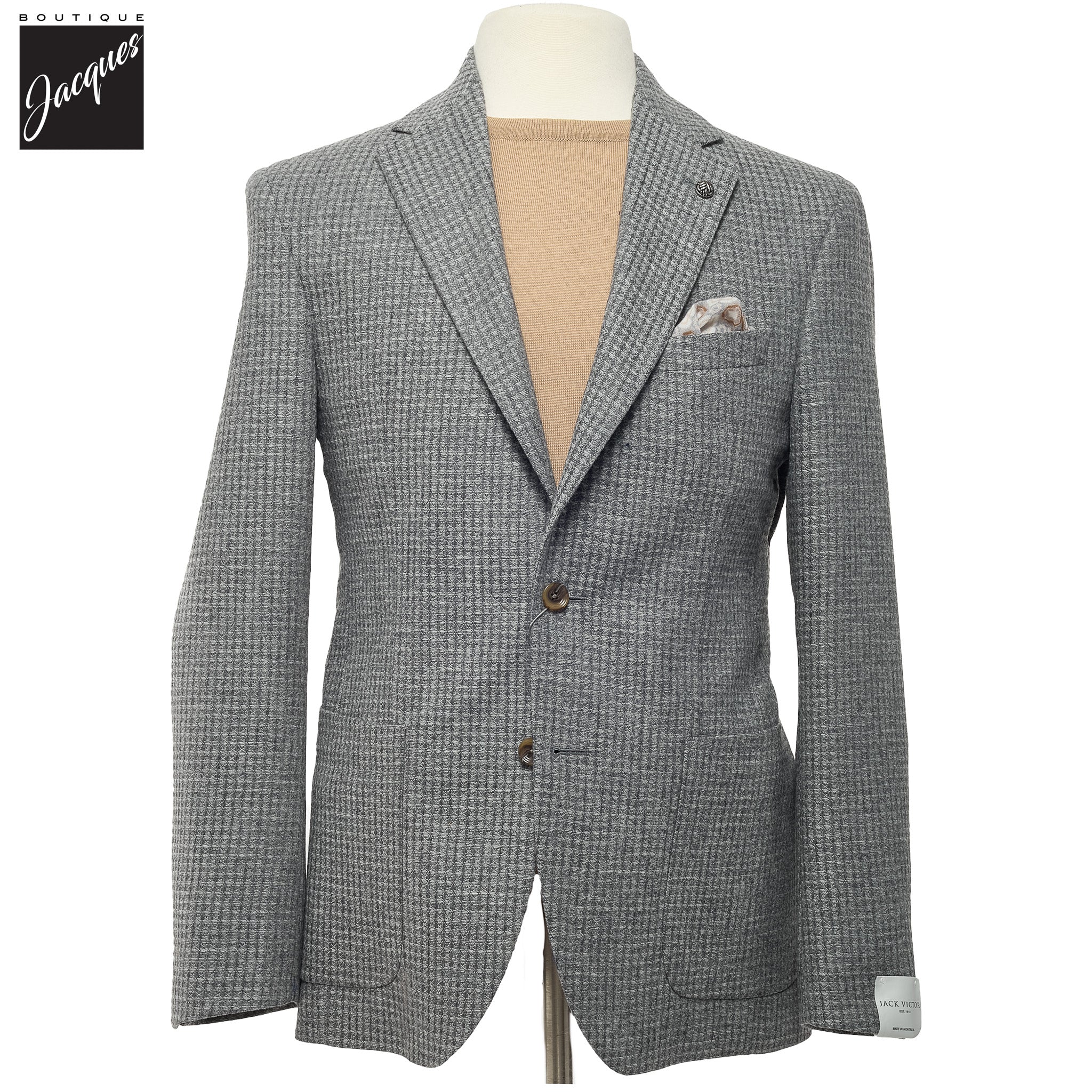 Gray Micro Check Wool-Cashmere Morton Contemporary Fit Sport Jacket - Jack Victor