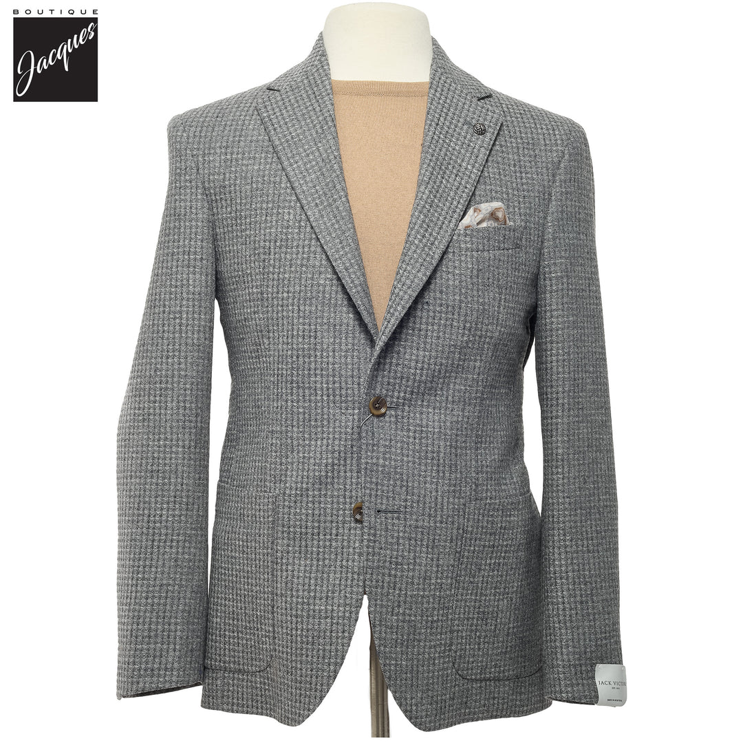 Gray Micro Check Wool-Cashmere Morton Contemporary Fit Sport Jacket - Jack Victor