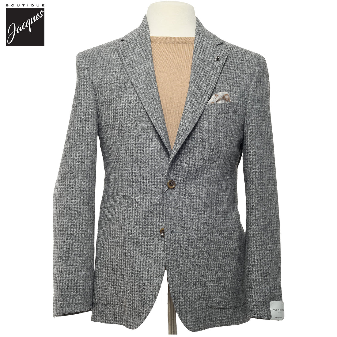 Gray Micro Check Wool-Cashmere Morton Contemporary Fit Sport Jacket - Jack Victor