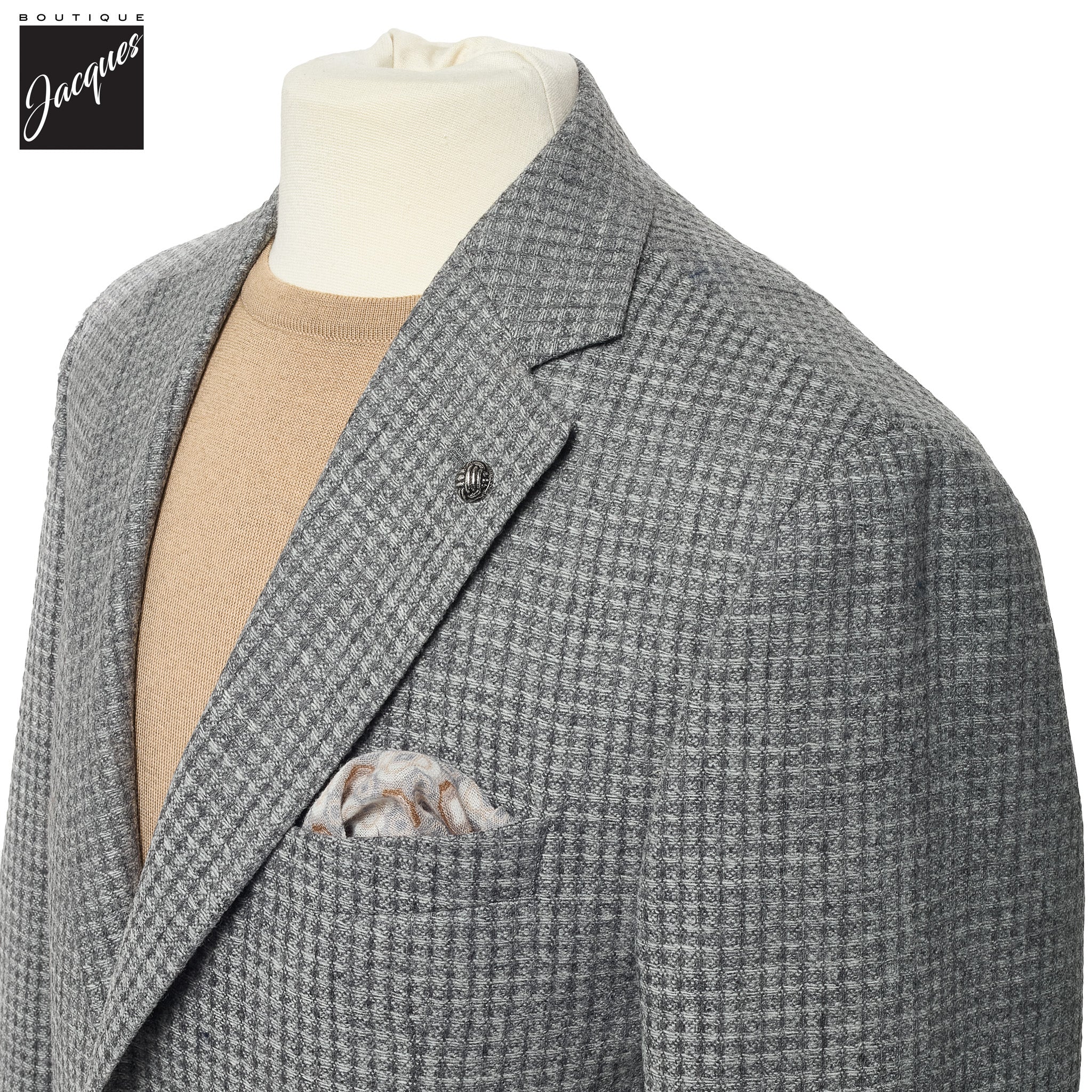 Gray Micro Check Wool-Cashmere Morton Contemporary Fit Sport Jacket - Jack Victor