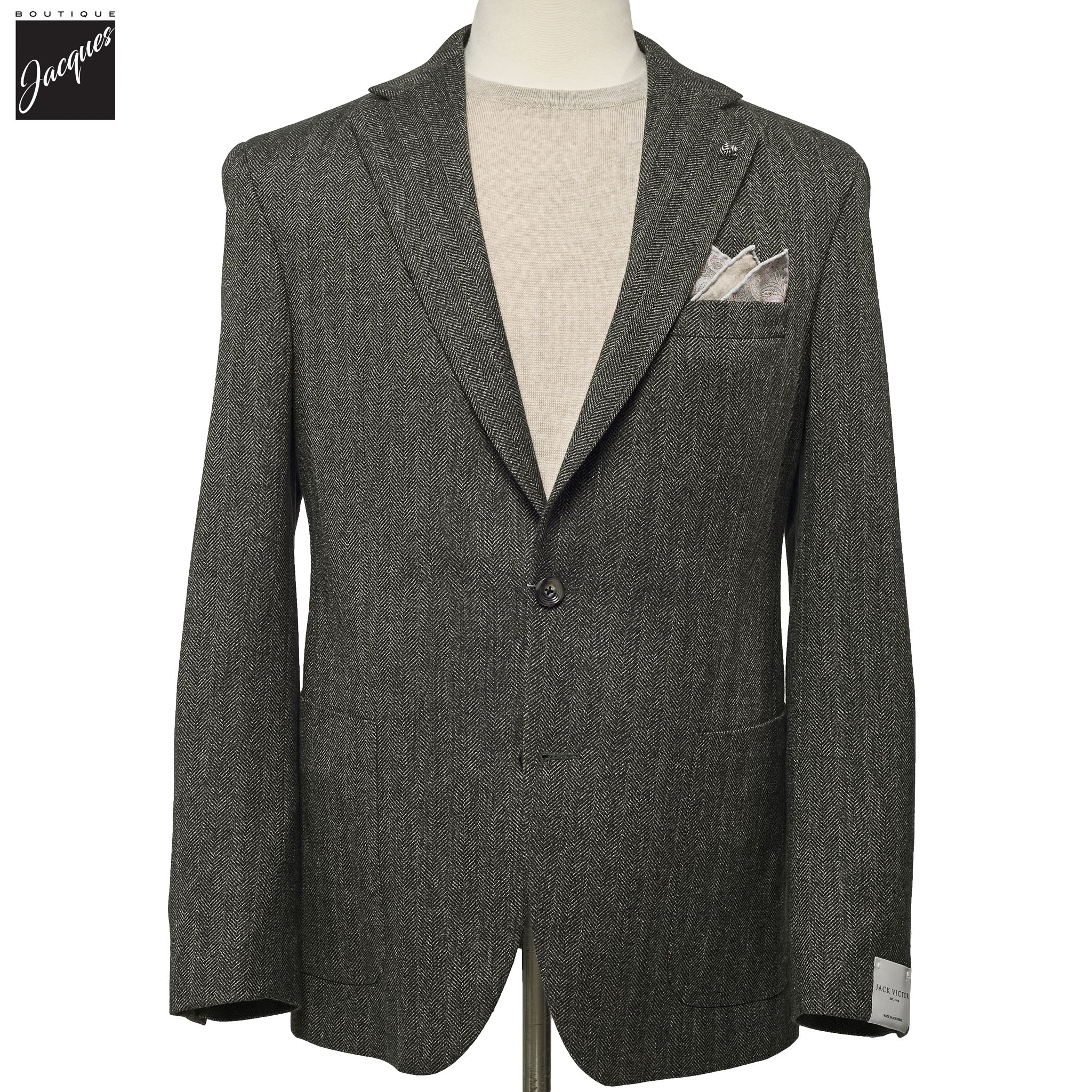 Olive Green Wool Cotton Morton Contemporary Fit Sport Jacket - Jack Victor