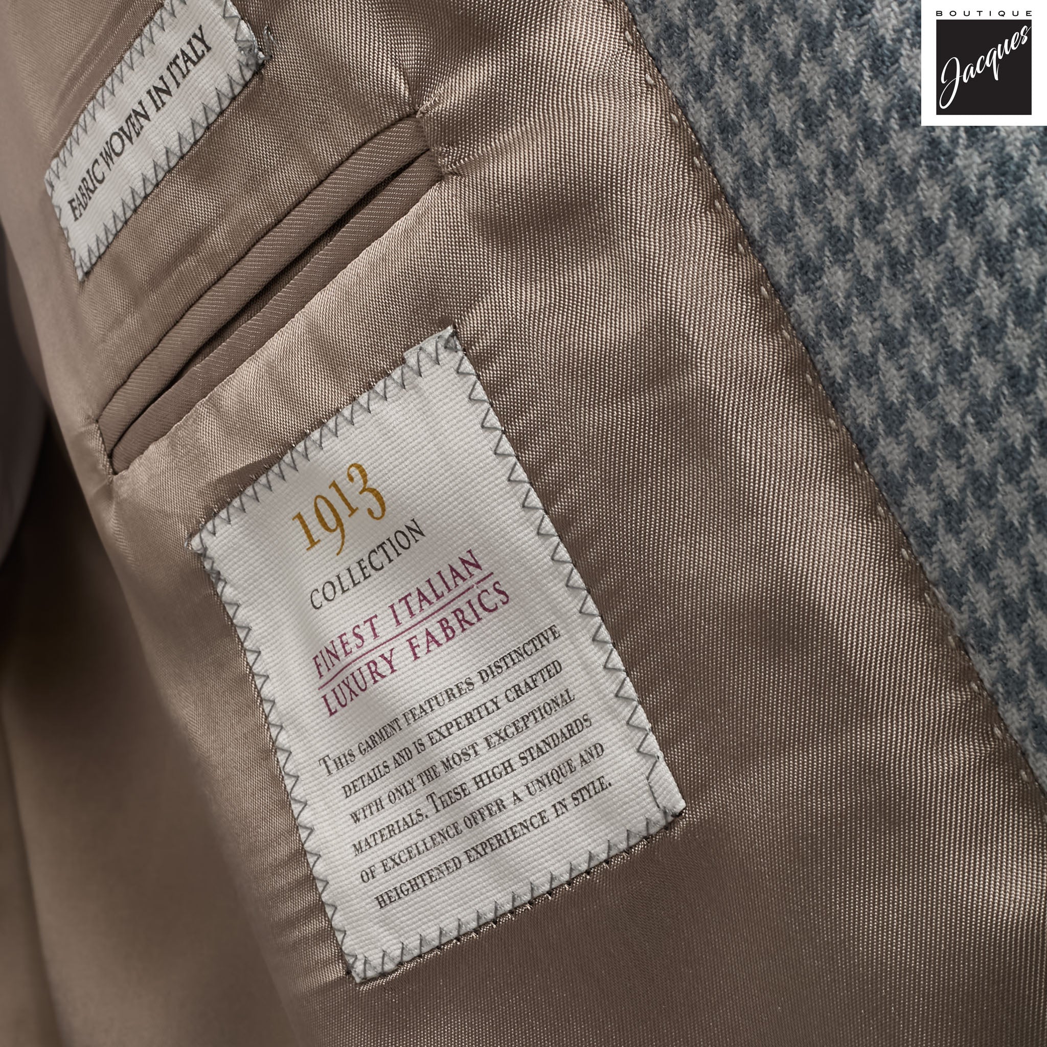 Light Blue Houndstooth Drago Wool Cashmere Myles Contemporary Fit Sport Jacket - Jack Victor