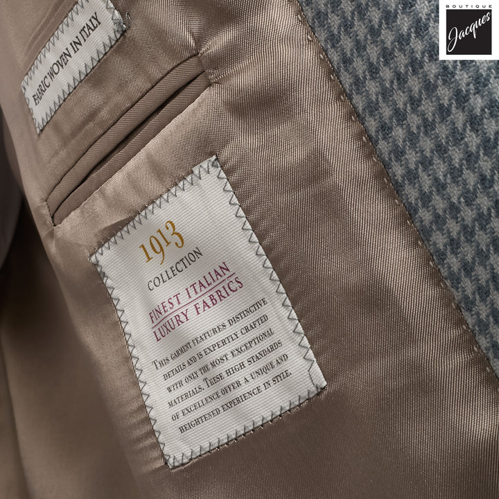 Light Blue Houndstooth Drago Wool Cashmere Myles Contemporary Fit Sport Jacket - Jack Victor