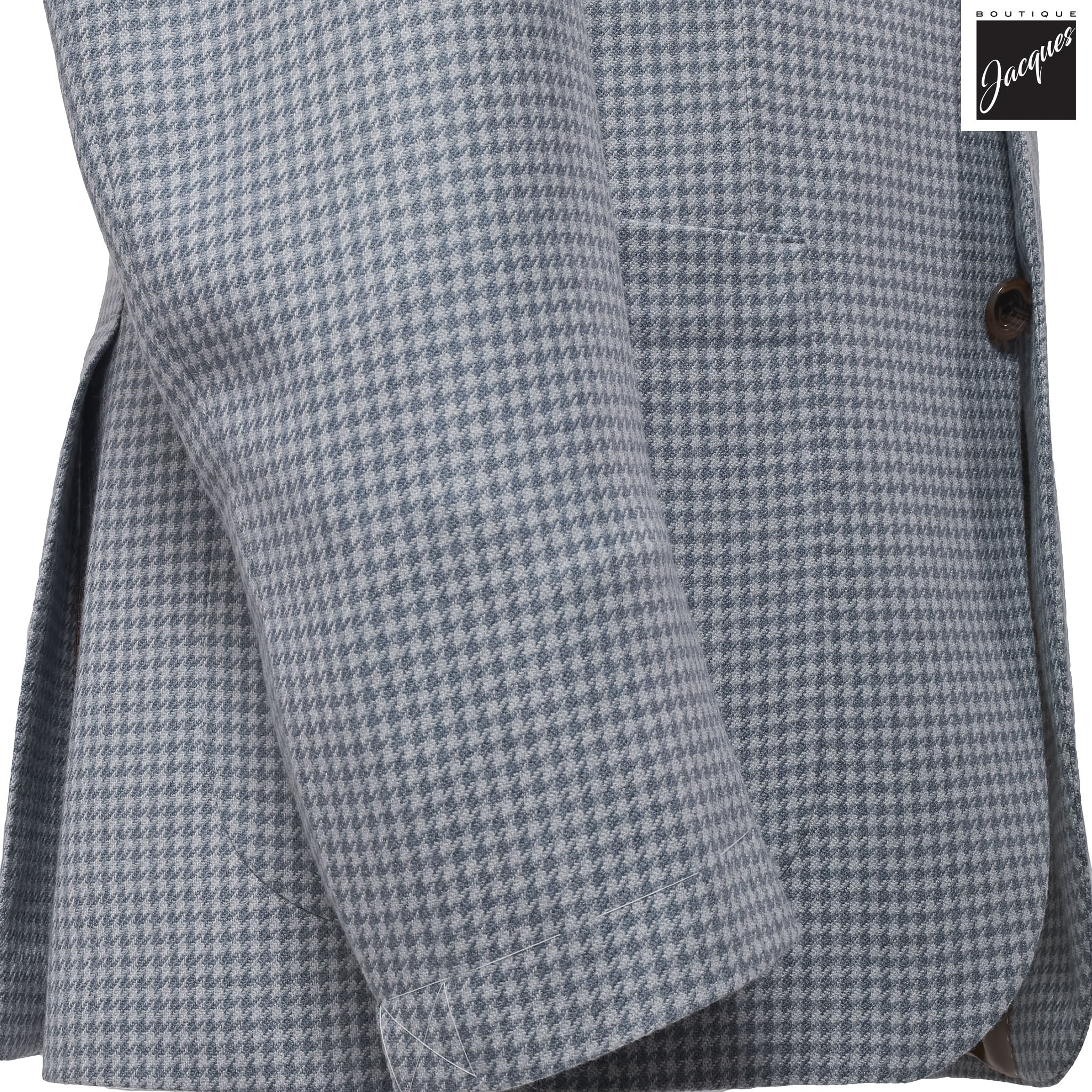 Light Blue Houndstooth Drago Wool Cashmere Myles Contemporary Fit Sport Jacket - Jack Victor