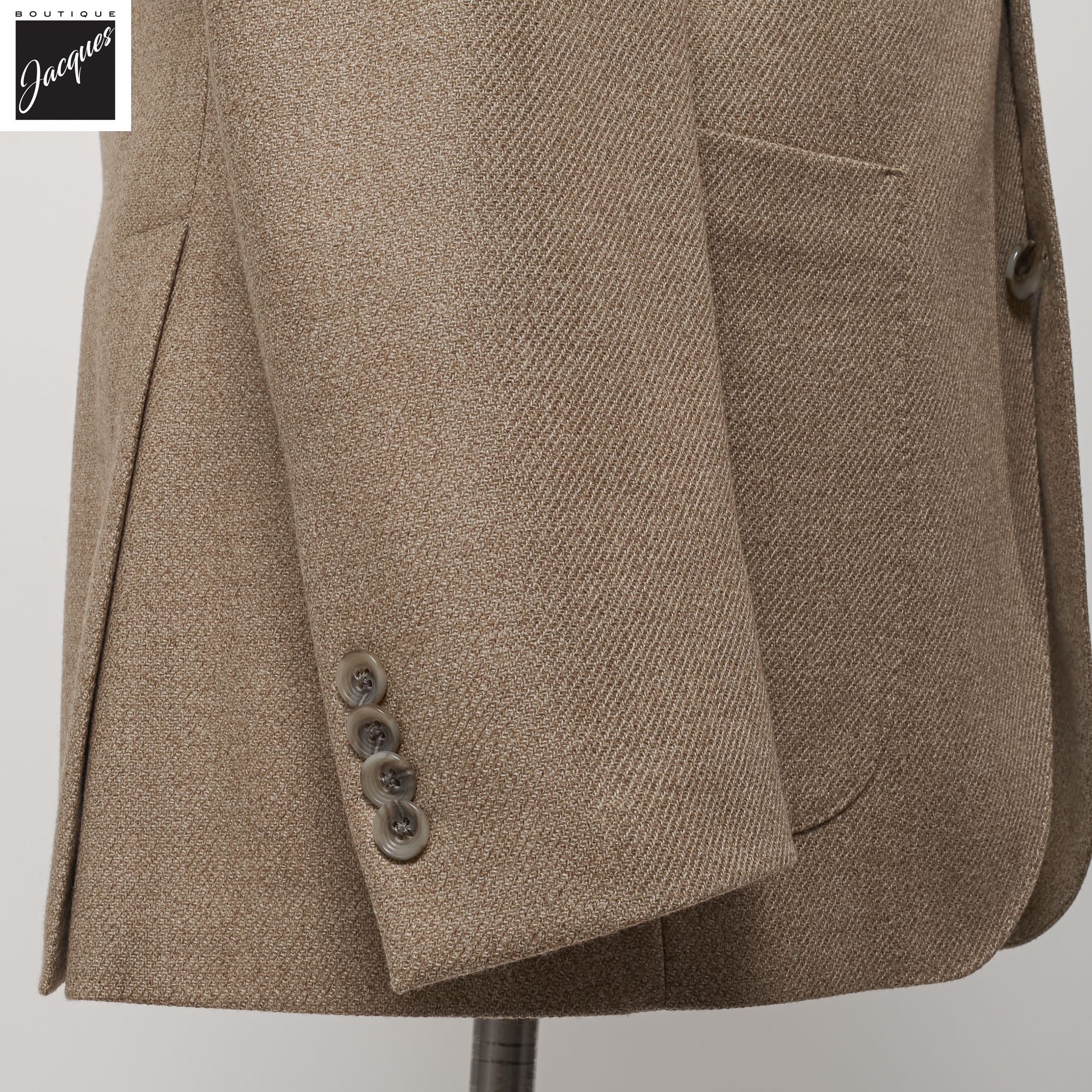 Beige Wool-Silk Tweed Myles Contemporary Fit Sport Jacket - Jack Victor
