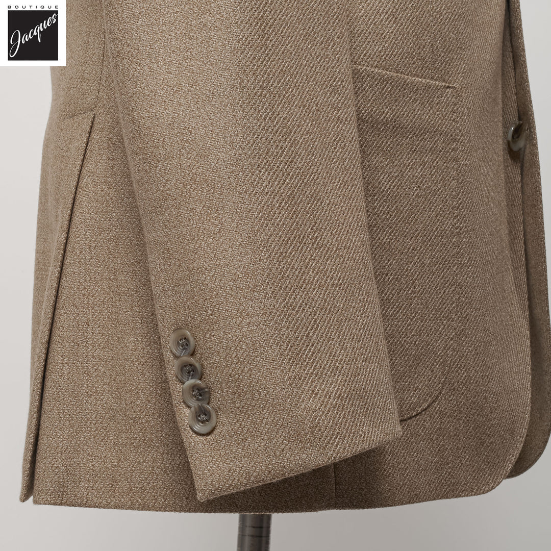 Beige Wool-Silk Tweed Myles Contemporary Fit Sport Jacket - Jack Victor