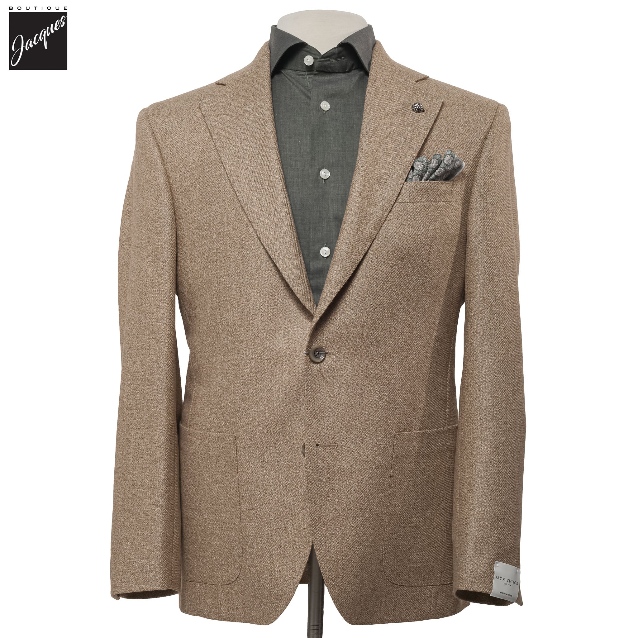 Beige Wool-Silk Tweed Myles Contemporary Fit Sport Jacket - Jack Victor