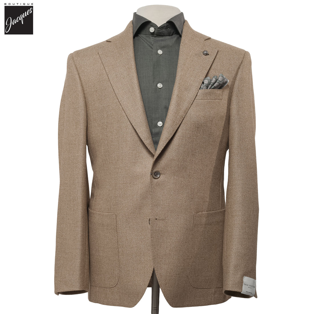 Beige Wool-Silk Tweed Myles Contemporary Fit Sport Jacket - Jack Victor