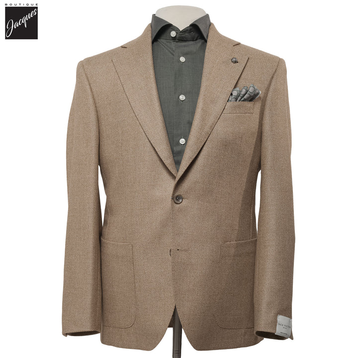 Beige Wool-Silk Tweed Myles Contemporary Fit Sport Jacket - Jack Victor