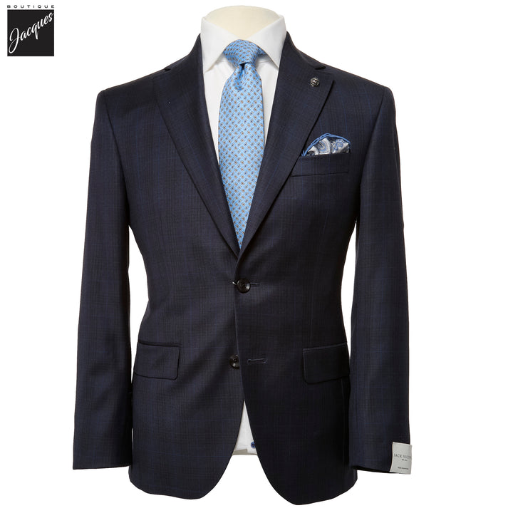 Blue Tonal Check Napoli Classic Fit Wool Suit - Jack Victor - Boutique Jacques International