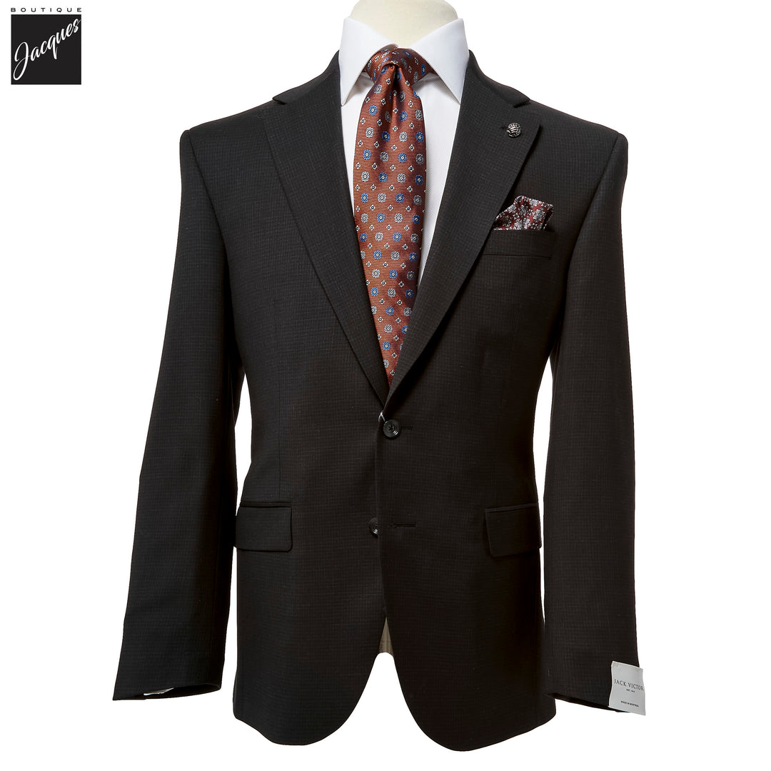 Black Micro-Check Super 120s Wool Napoli Classic Fit Suit - Jack Victor - Boutique Jacques International