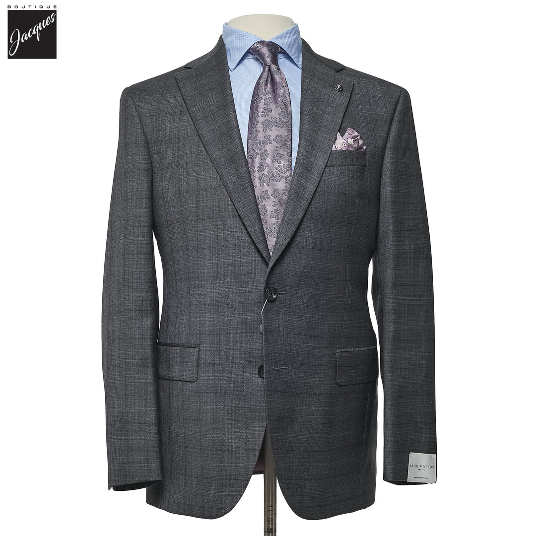 Gray Check Napoli Classic Fit Superfine Merino Wool Wool Suit - Jack Victor - Boutique Jacques International