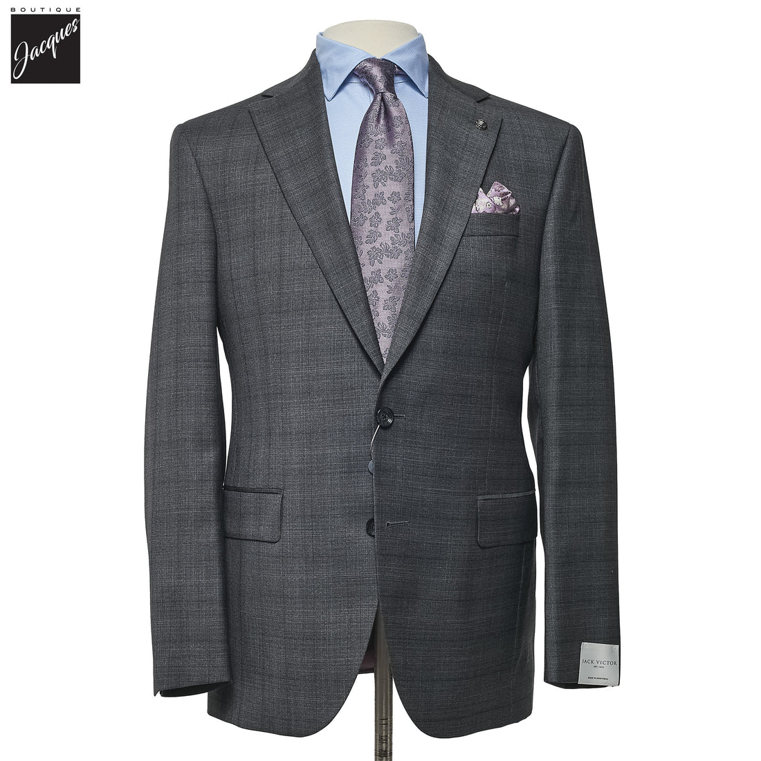 Gray Check Napoli Classic Fit Superfine Merino Wool Wool Suit - Jack Victor