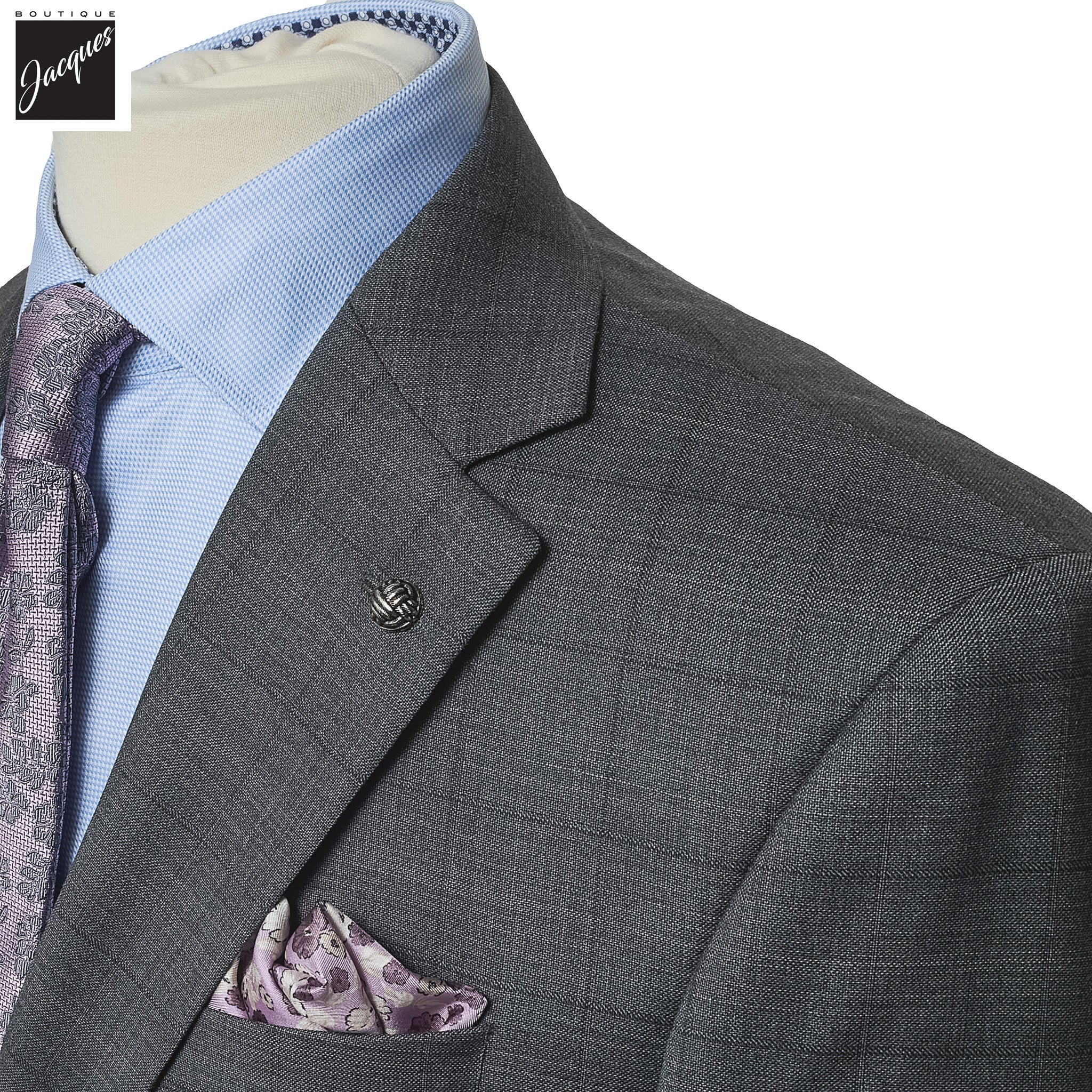 Gray Check Napoli Classic Fit Superfine Merino Wool Wool Suit - Jack Victor