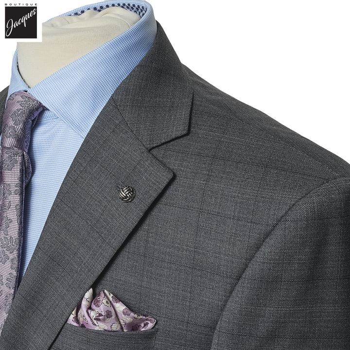 Gray Check Napoli Classic Fit Superfine Merino Wool Wool Suit - Jack Victor - Boutique Jacques International