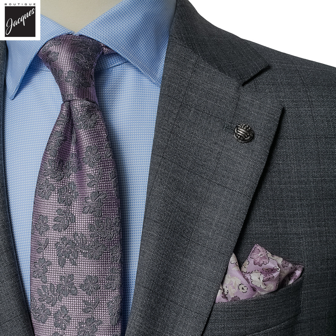 Gray Check Napoli Classic Fit Superfine Merino Wool Wool Suit - Jack Victor