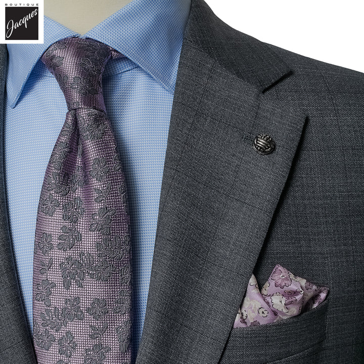 Gray Check Napoli Classic Fit Superfine Merino Wool Wool Suit - Jack Victor - Boutique Jacques International