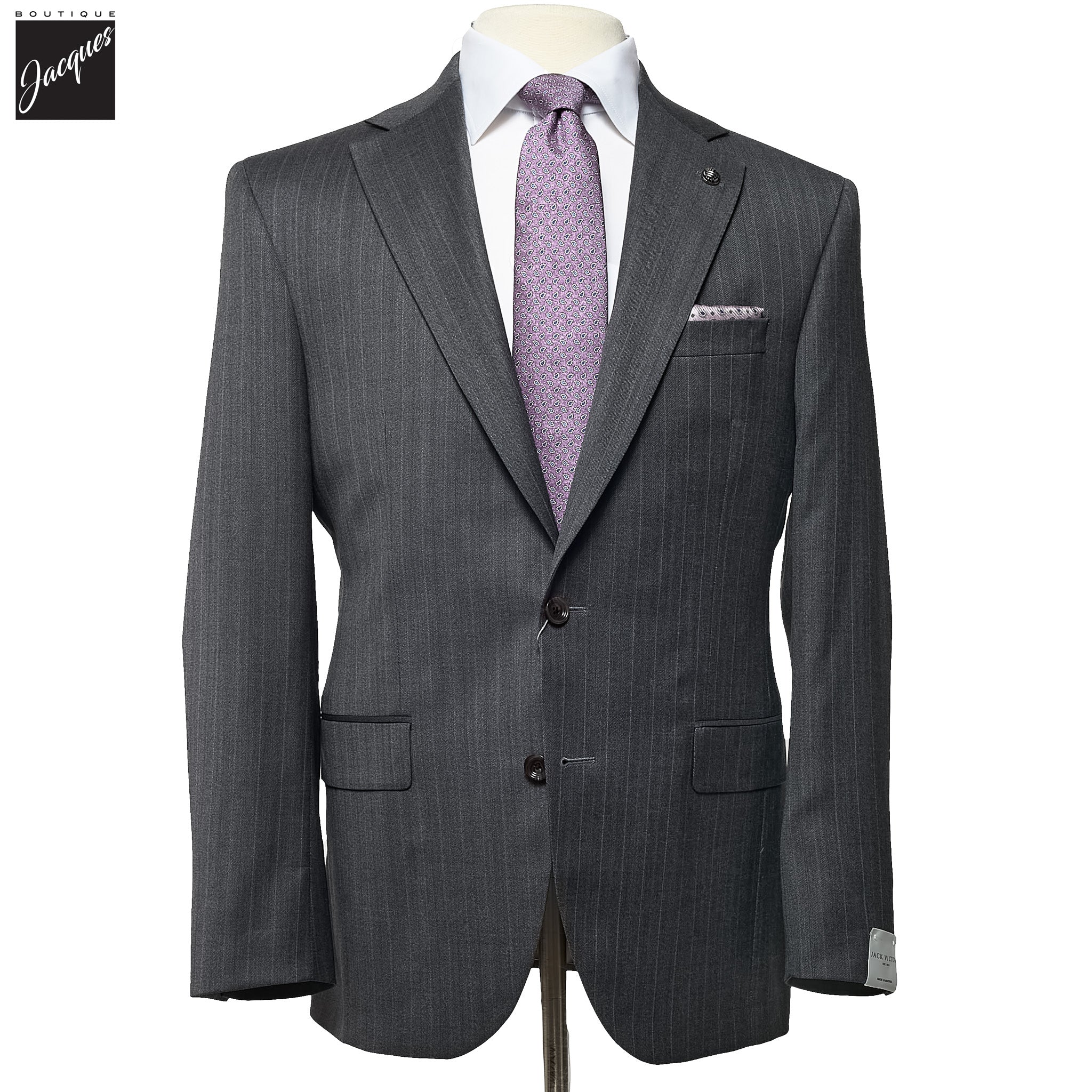 Gray Stripe Napoli Classic Fit Superfine Merino Wool Suit - Jack Victor