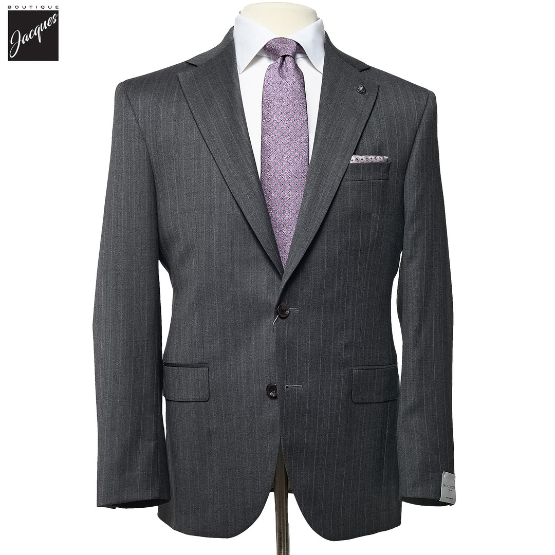 Gray Stripe Napoli Classic Fit Superfine Merino Wool Suit - Jack Victor