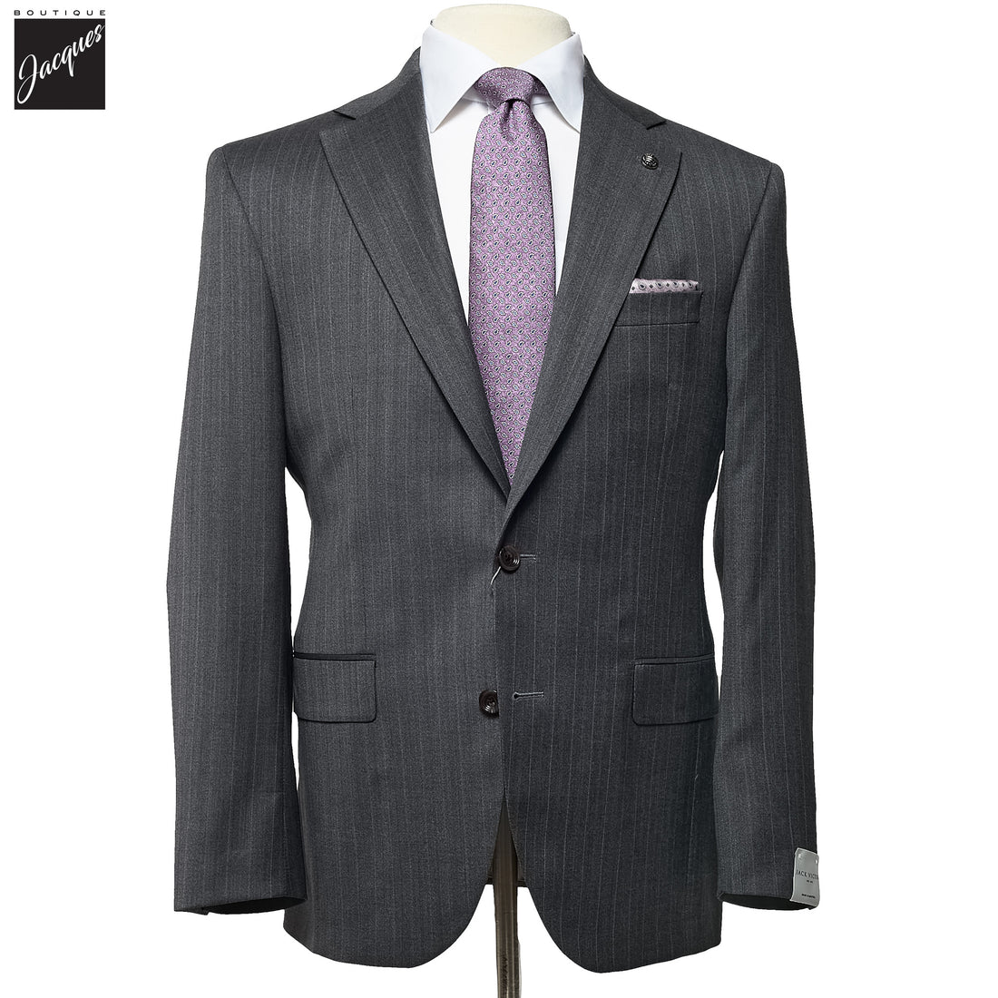 Gray Stripe Napoli Classic Fit Superfine Merino Wool Suit - Jack Victor