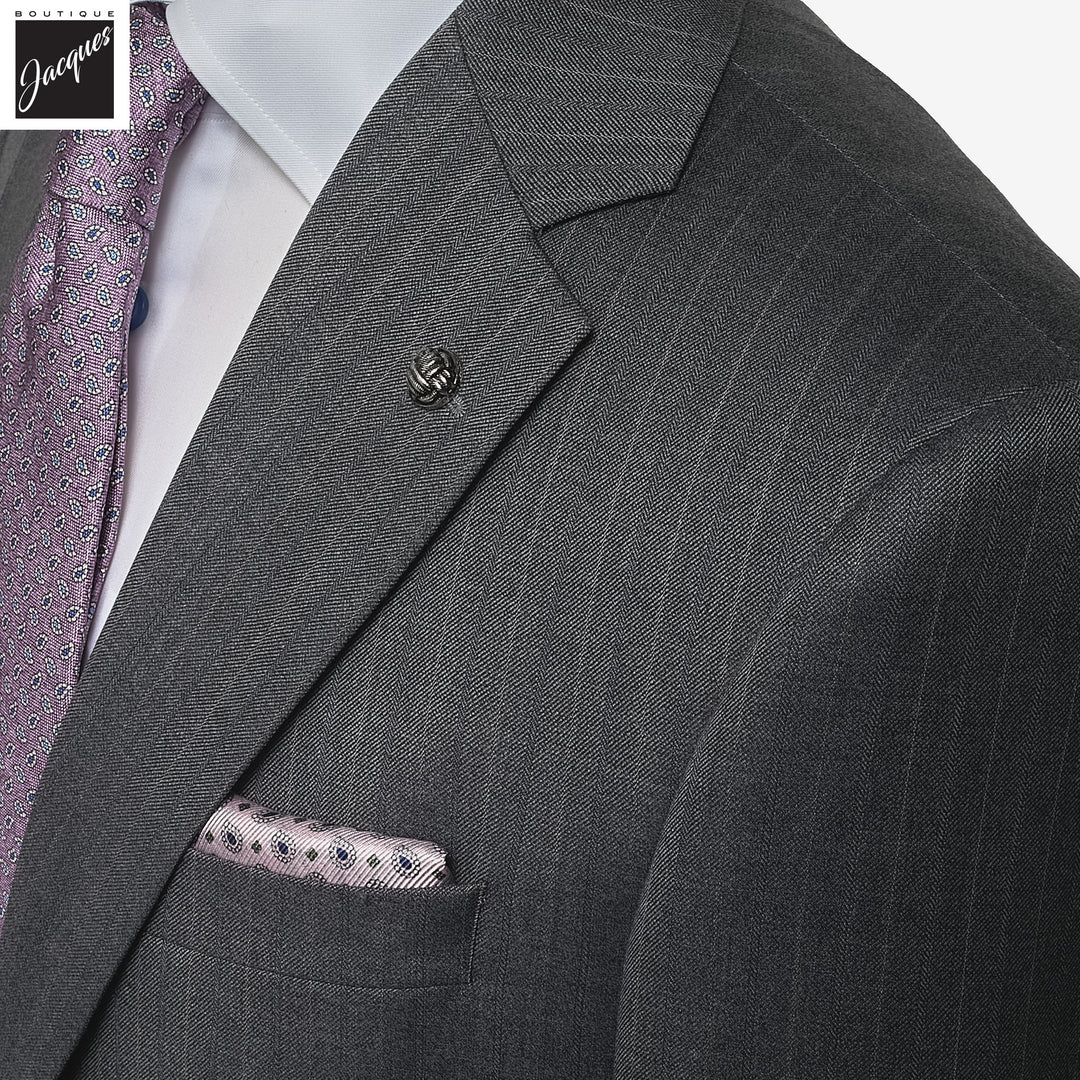Gray Stripe Napoli Classic Fit Superfine Merino Wool Suit - Jack Victor