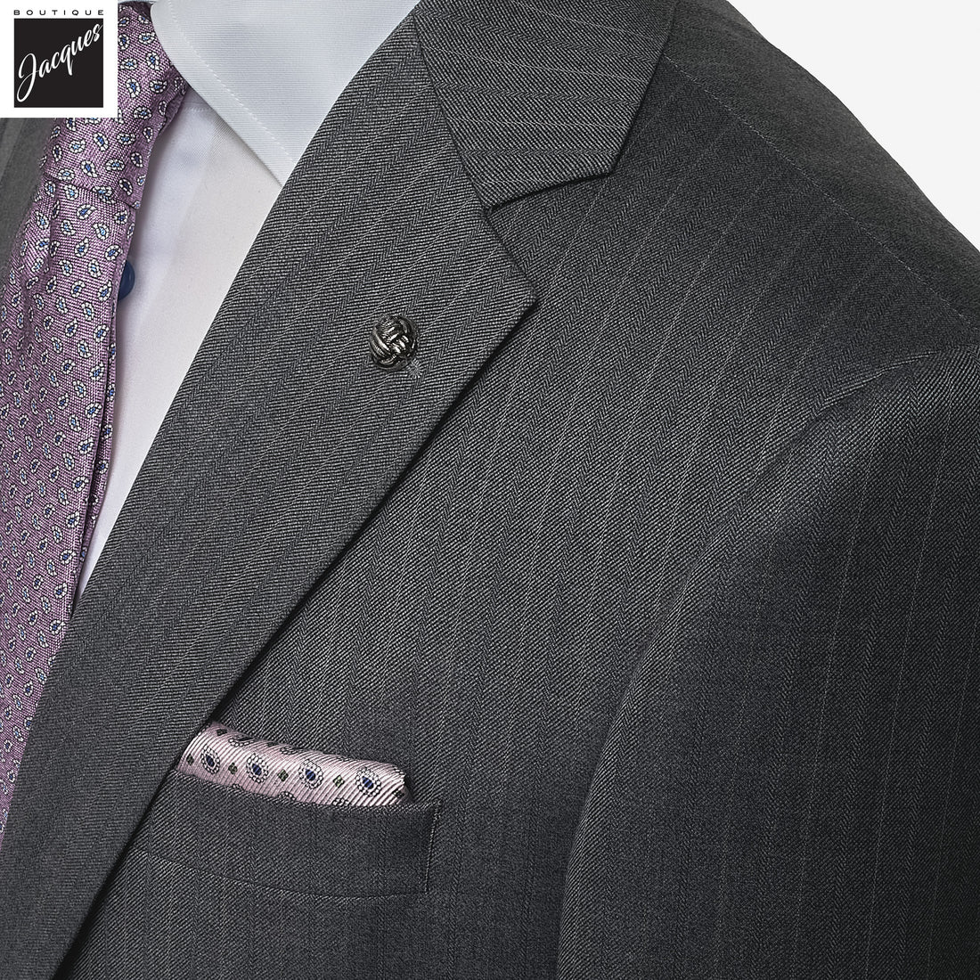 Gray Stripe Napoli Classic Fit Superfine Merino Wool Suit - Jack Victor