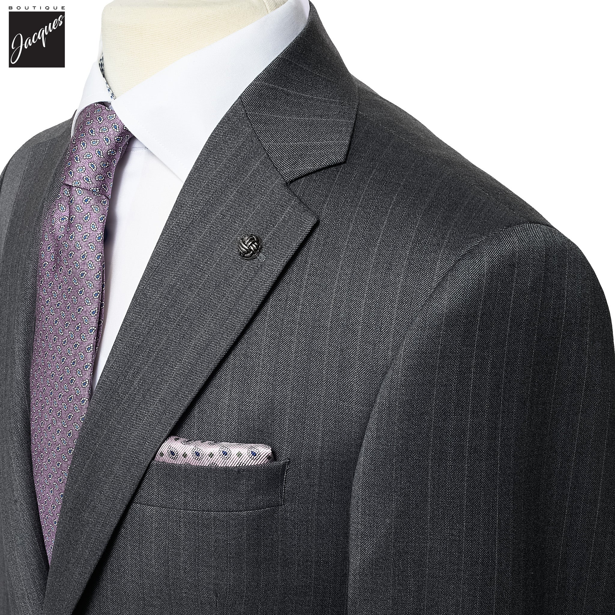 Gray Stripe Napoli Classic Fit Superfine Merino Wool Suit - Jack Victor