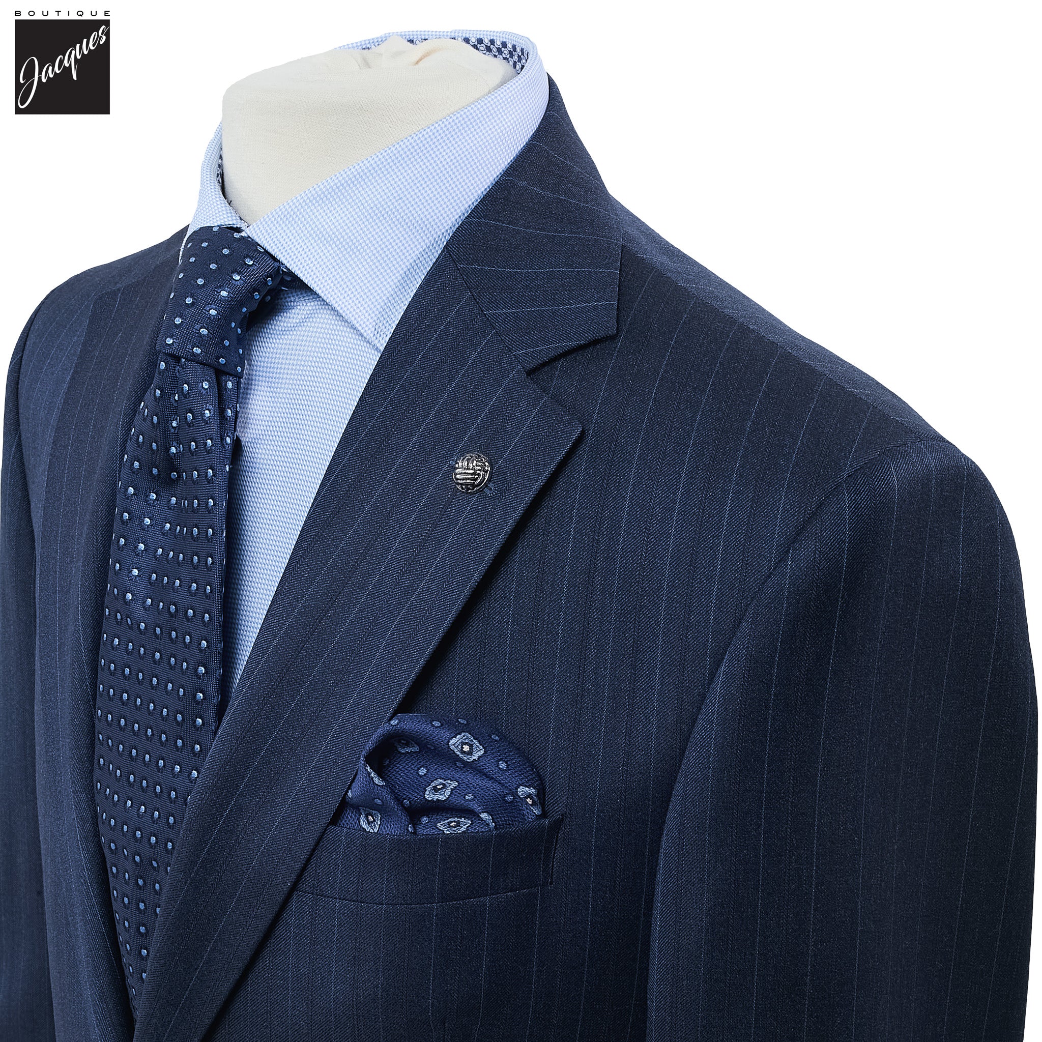 Blue Stripe Napoli Classic Fit Superfine Merino Wool Suit - Jack Victor