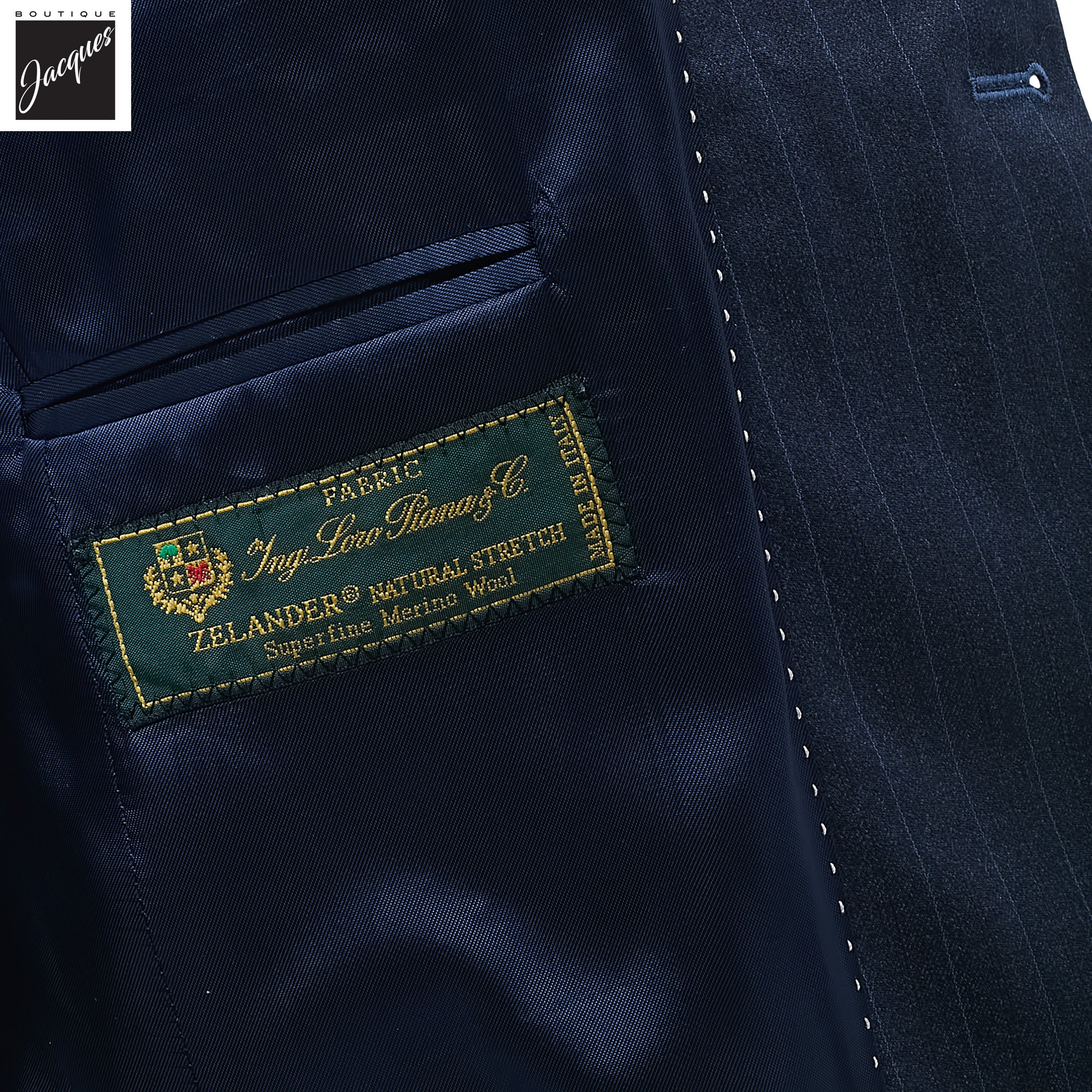 Blue Stripe Napoli Classic Fit Superfine Merino Wool Suit - Jack Victor