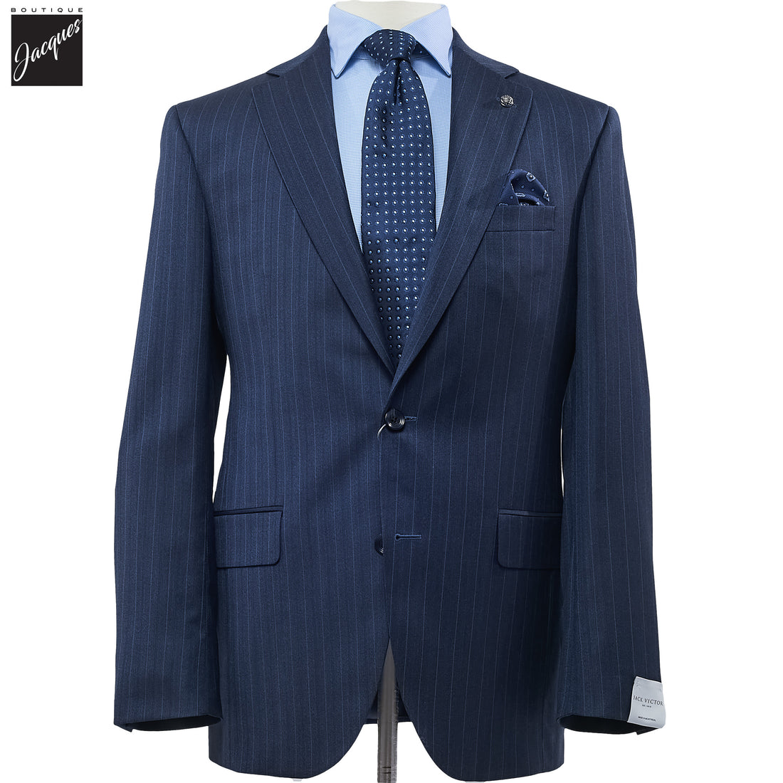 Blue Stripe Napoli Classic Fit Superfine Merino Wool Suit - Jack Victor