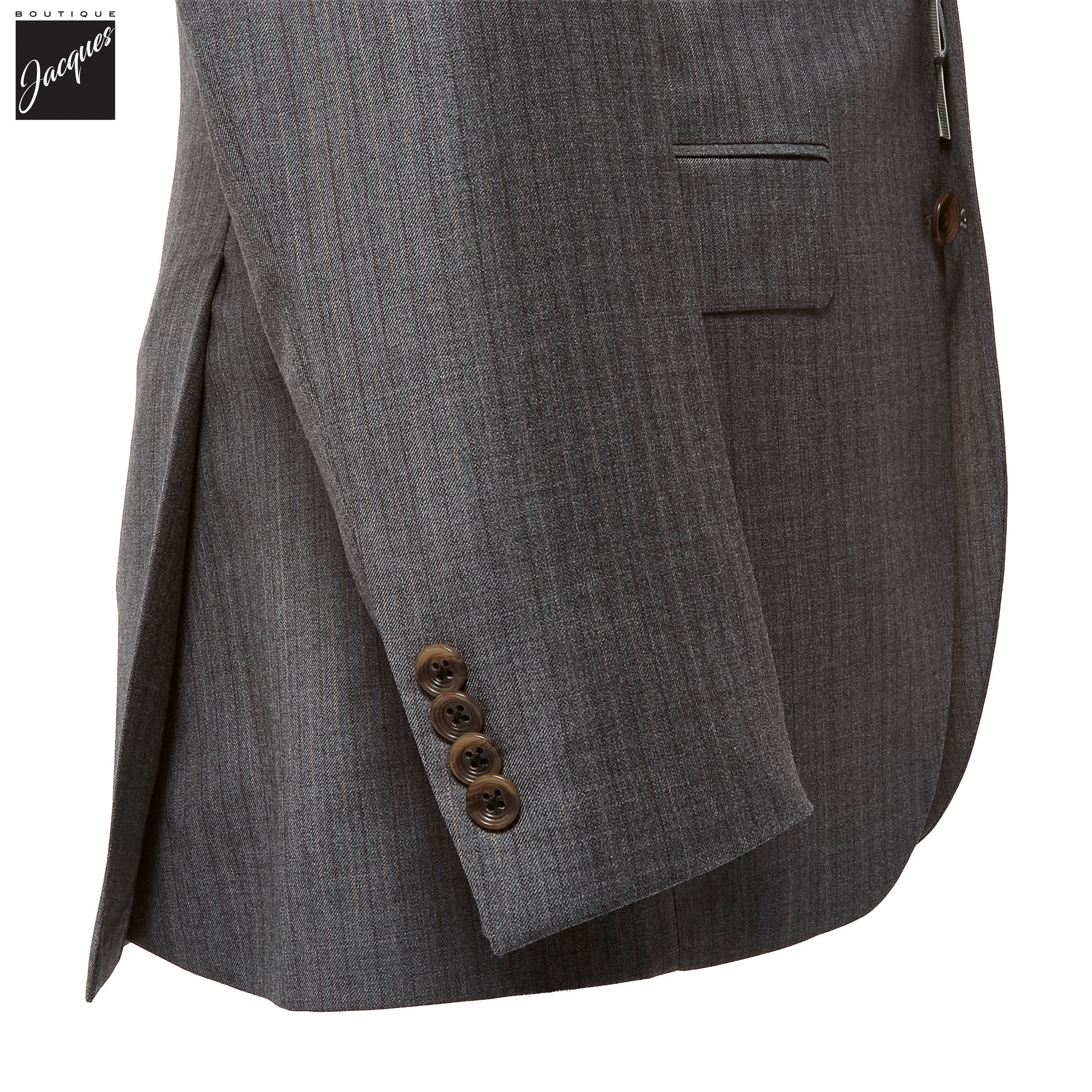 Gray Striped Super 130s Wool Nugent Classic Fit Suit - Jack Victor - Boutique Jacques International