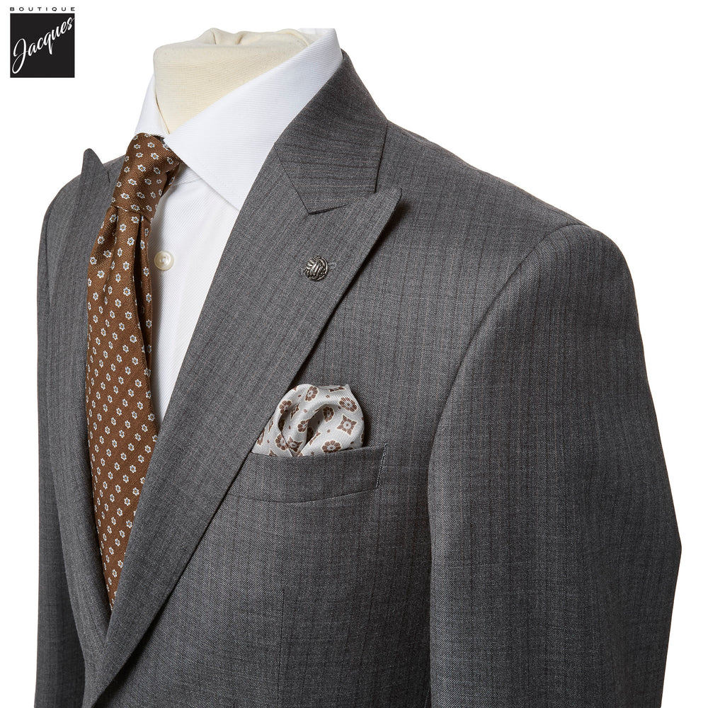 Gray Striped Super 130s Wool Nugent Classic Fit Suit - Jack Victor - Boutique Jacques International