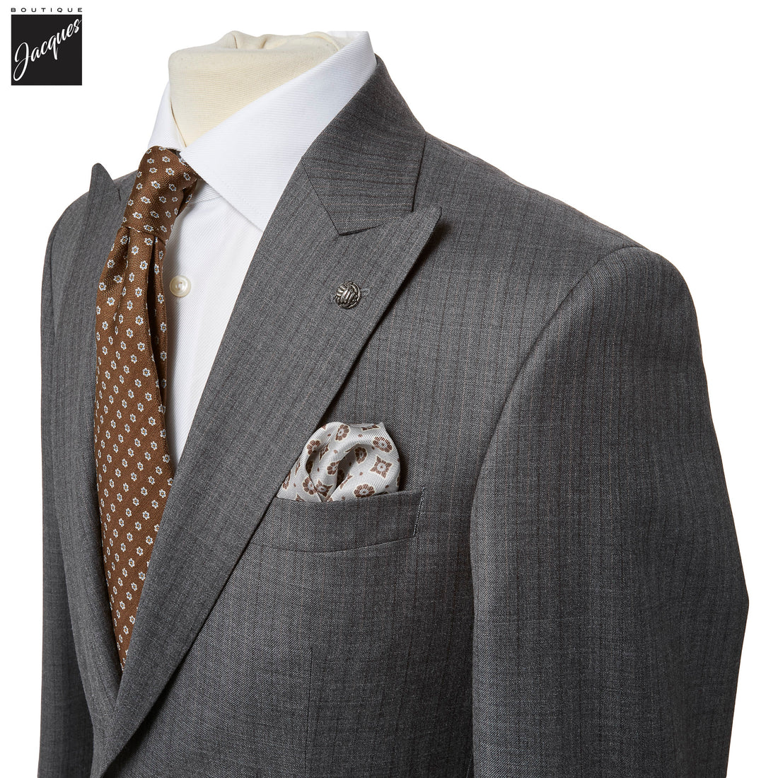 Gray Striped Super 130s Wool Nugent Classic Fit Suit - Jack Victor - Boutique Jacques International