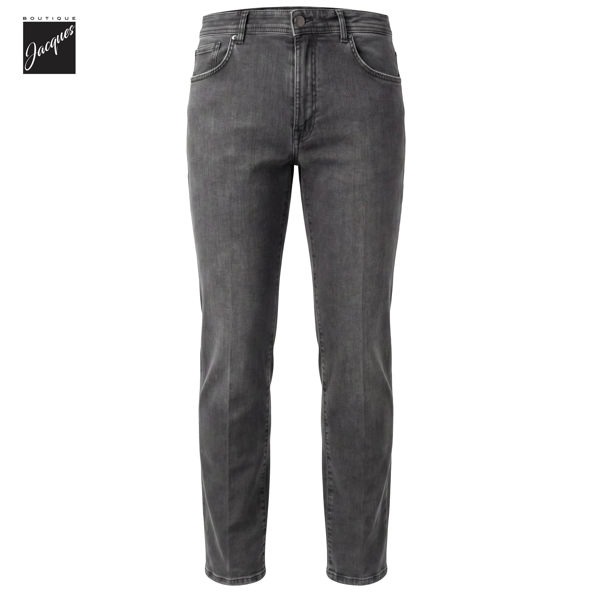 Washed Black Cotton-Stretch Morello Slim Fit Jeans - Berwich - Boutique Jacques International