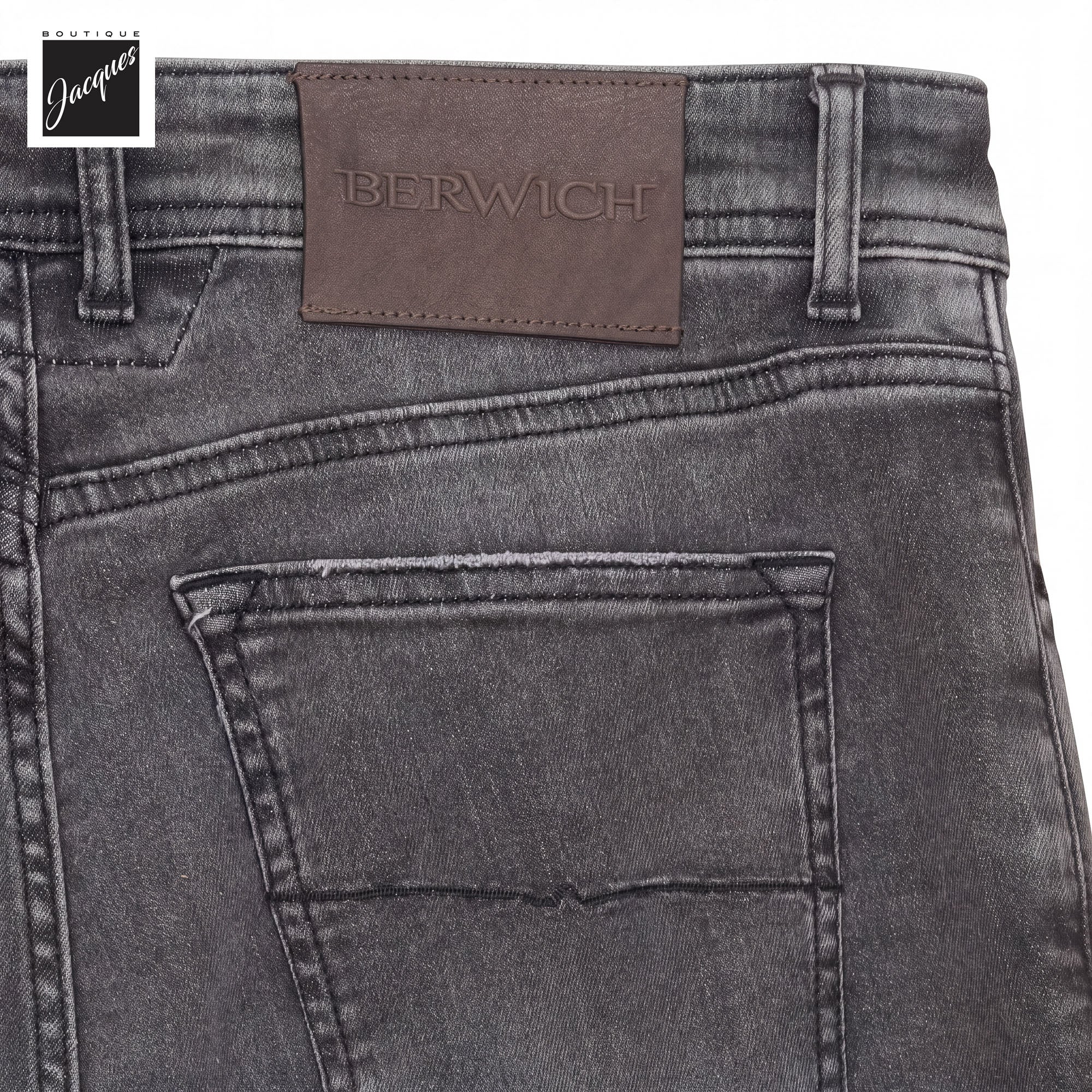 Washed Black Cotton-Stretch Morello Slim Fit Jeans - Berwich - Boutique Jacques International