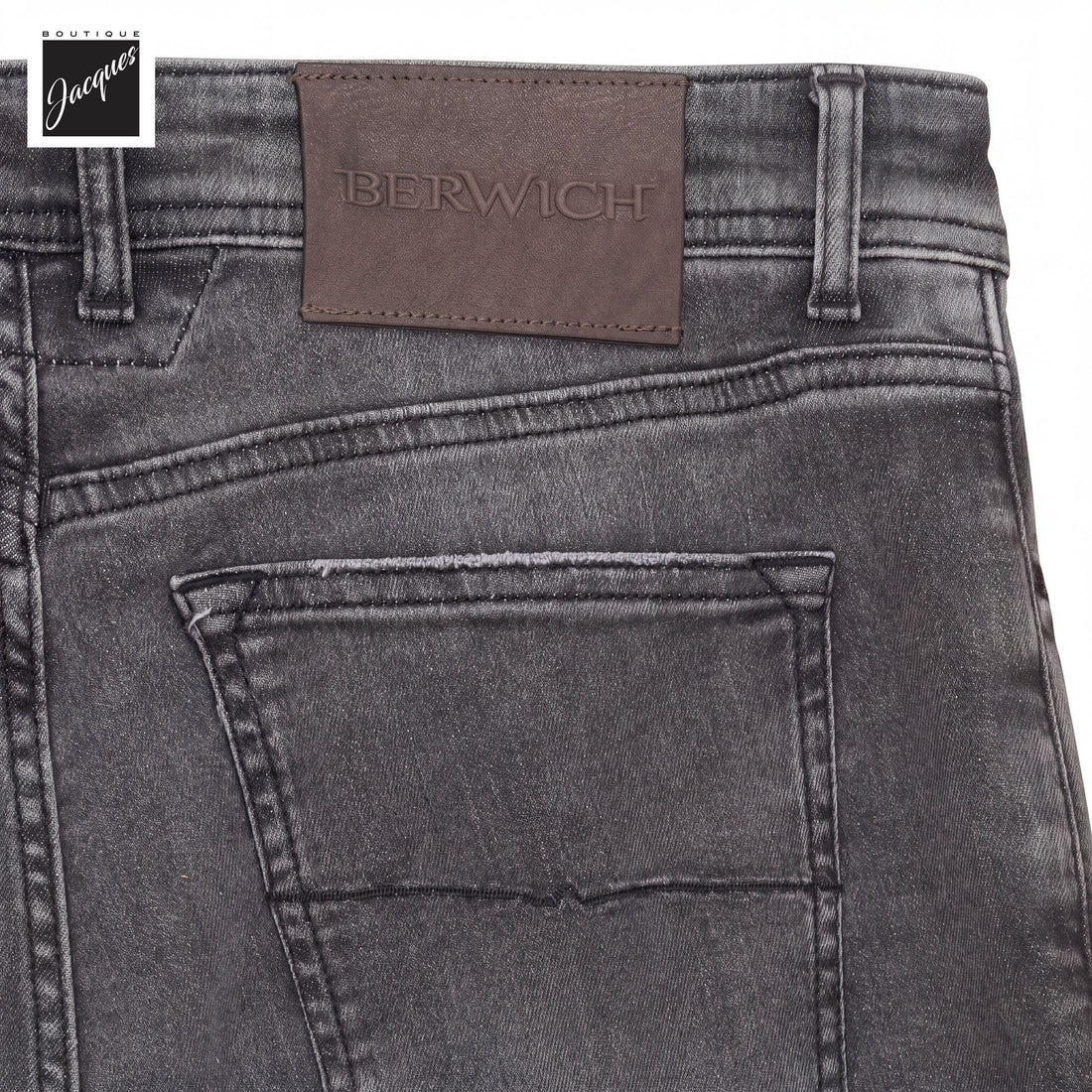 Washed Black Cotton-Stretch Morello Slim Fit Jeans - Berwich - Boutique Jacques International
