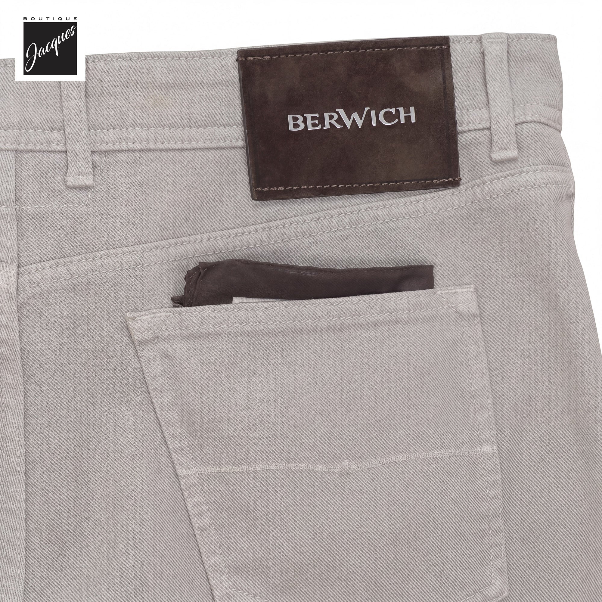 Gray Garment-Dyed Cotton-Blend Stretch Selvedge Denim Trouser - Berwich - Boutique Jacques International