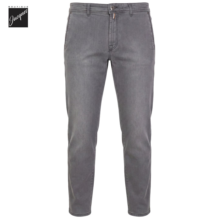 Washed Gray/Black Cotton-Blend Stretch Selvedge Denim Trouser - Berwich