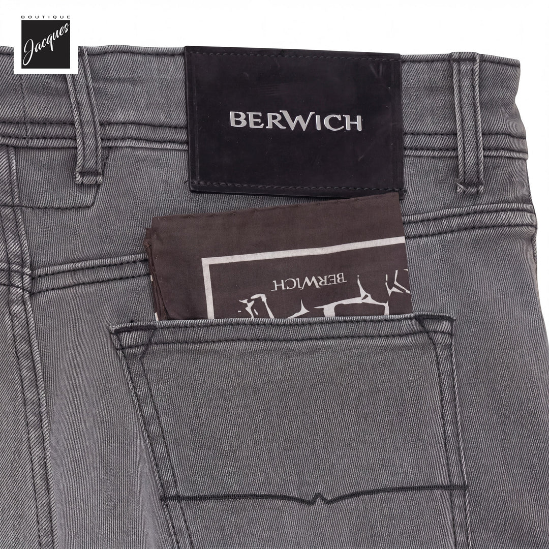Washed Gray/Black Cotton-Blend Stretch Selvedge Denim Trouser - Berwich