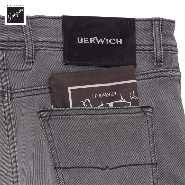 Washed Gray/Black Cotton-Blend Stretch Selvedge Denim Trouser - Berwich