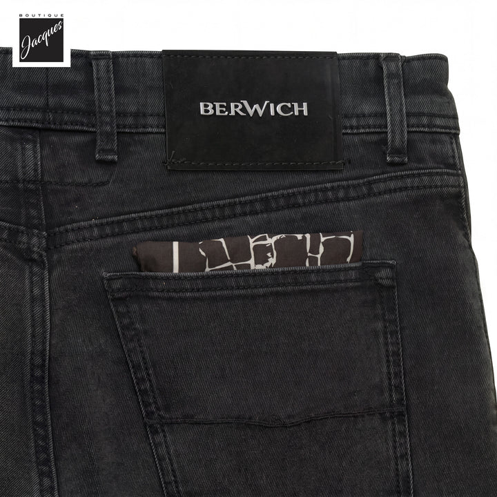 Washed Black Cotton-Blend Modern Slim Stretch Selvedge Denim - Berwich