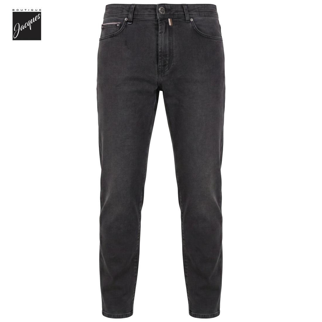 Washed Black Cotton-Blend Modern Slim Stretch Selvedge Denim - Berwich - Boutique Jacques International