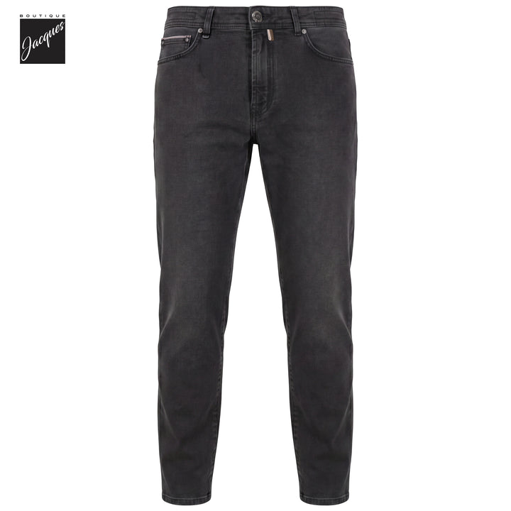 Washed Black Cotton-Blend Modern Slim Stretch Selvedge Denim - Berwich