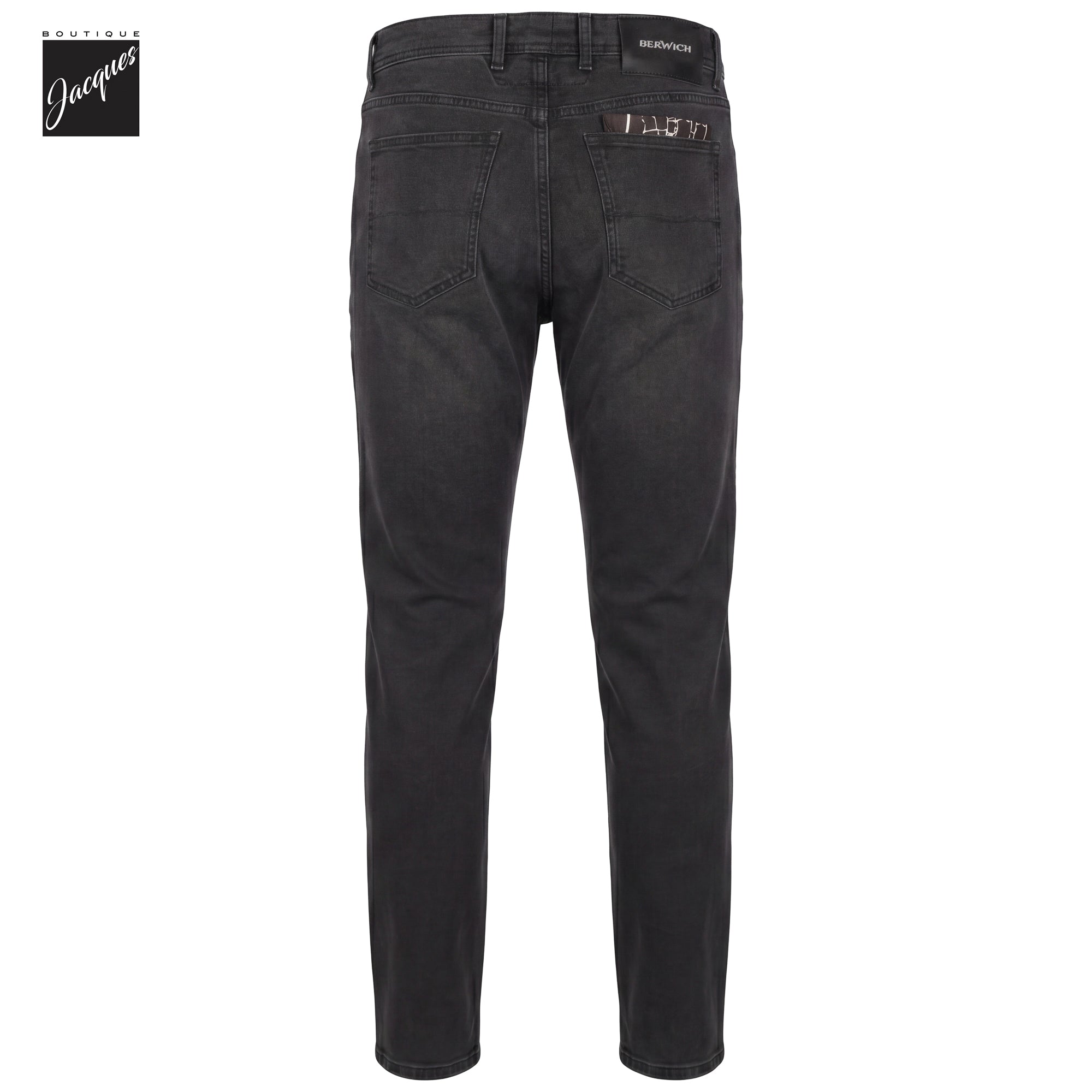 Washed Black Cotton-Blend Modern Slim Stretch Selvedge Denim - Berwich - Boutique Jacques International