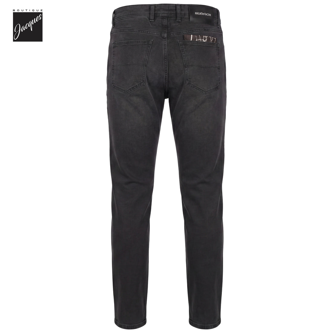Washed Black Cotton-Blend Modern Slim Stretch Selvedge Denim - Berwich - Boutique Jacques International